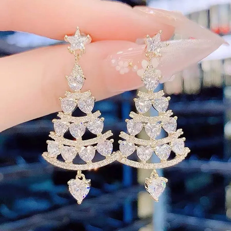 

2021 New Fashion Hollow Leaves Modelling Drop Earrings Senior Shiny Crystal Trendy Fine Women Dangle Earrings Jewelry