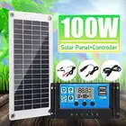 Панель солнечных батарей, 100 Вт, 12 В, контроллер зарядного устройства для автофургона, лодки, солнечная панель с двумя USB-портами, контроллер солнечных батарей 30 А