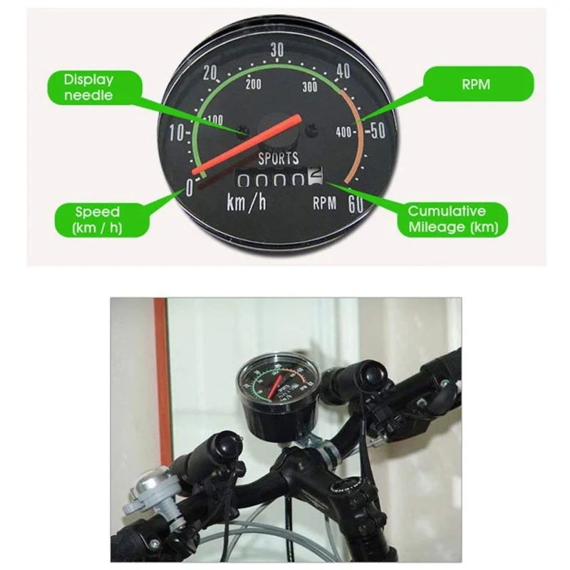

Bicycle Mechanical Speedometer Classic Digital Round Shape Cycling Speedometer Universal Odometer Stopwatch Riding Accessories