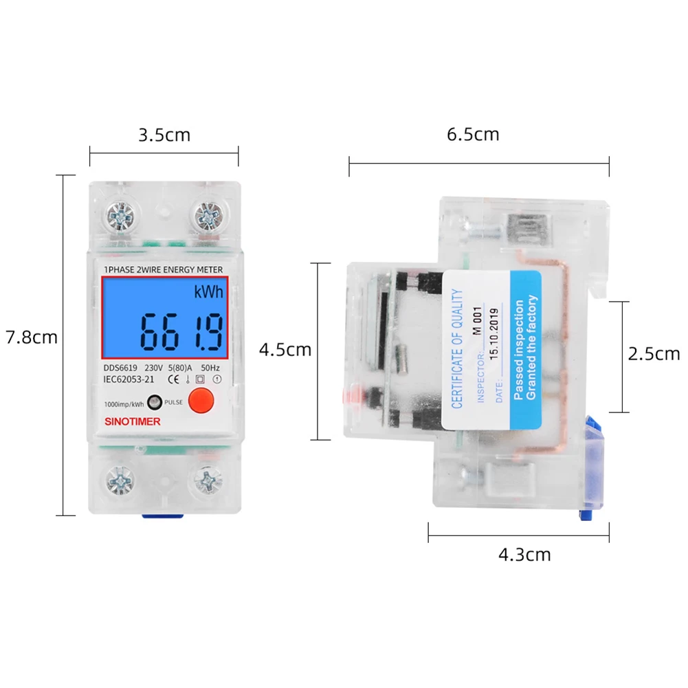 

Power Factor Electric Energy Ammeter Voltmeter Electric Socket Analyzer Din Rail Single Phase LCD Digital Power Consumption