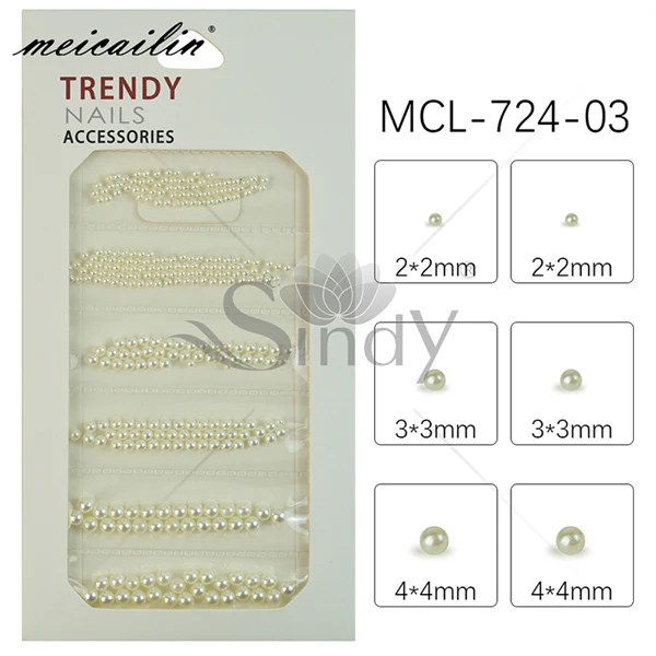 MCL-724-03 1 упаковка красочные ABS имитация жемчуга смешанный размер 3d-украшения для ногтей жемчуг Стекло Стразы для ногтей аксессуары хрустальные камни - Цвет: MCL-724-03