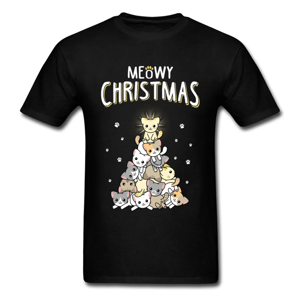 Футболка мужская с рисунком кошки милая мультяшная рубашка Рождественская