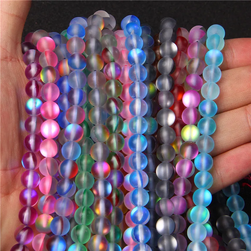 

Матовые Австрийские кристаллы AB, круглые бусины россыпью для изготовления ювелирных изделий, 6, 8, 10 мм, блестящие бусины из лунного камня, дл...