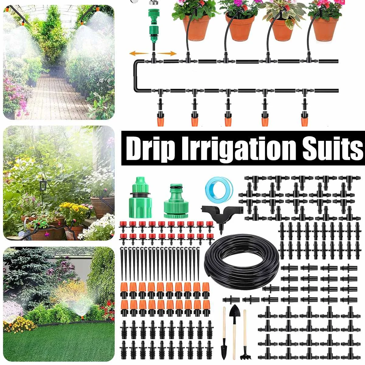

50ft DIY Drip Irrigation System Automatic Watering Irrigation System Kit Garden Hose Micro Drip Watering Kits Adjustable dripper