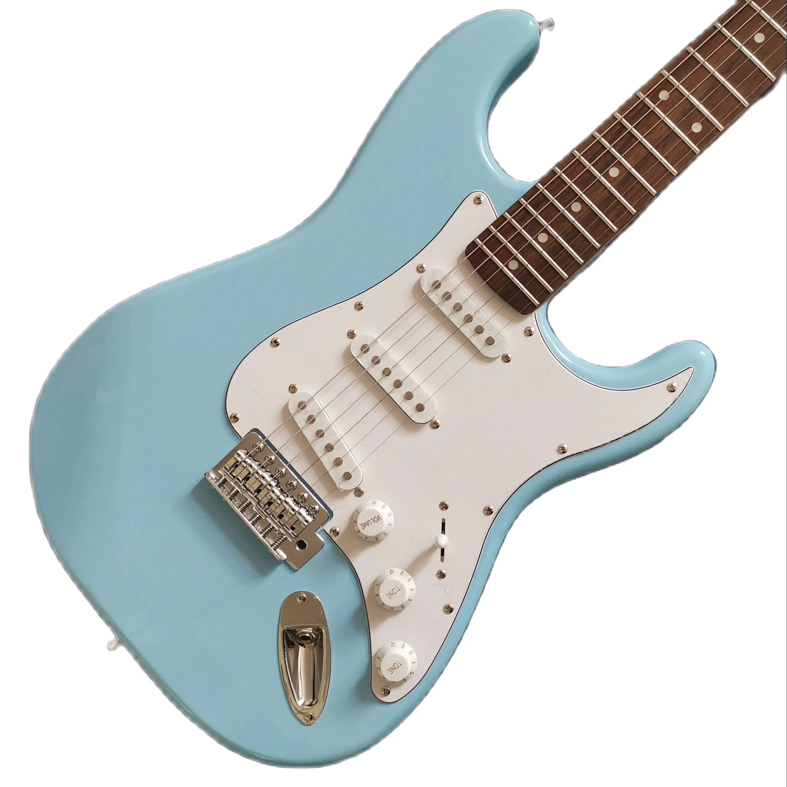 

Stract Electric Guitar Blue Color White Board Silver Hardware Basswood Body High Quality Free Shipping