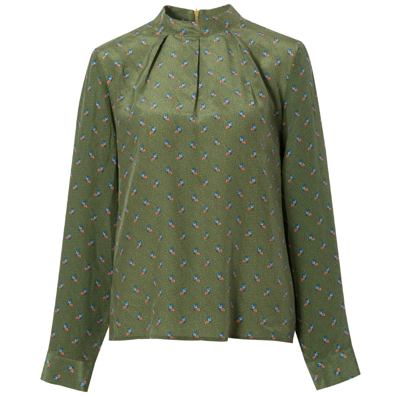 Женская блузка с воротником стойкой SuyaDream офисная из 100% шелка длинными рукавами