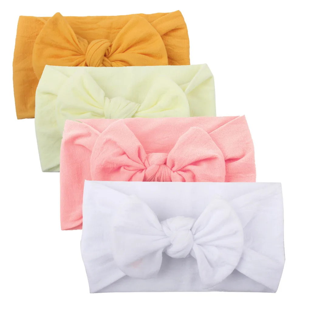 Girls Baby Toddler Turban Solid Headband Hair Band Bow 4pcs Accessories Headwear New Born Clothes Infant Newborn | Мать и ребенок