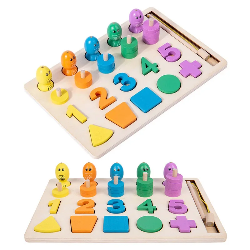 

Обучающие деревянные игрушки Монтессори, игры для рыбалки, многофункциональные обучающие игрушки для дошкольных подарков