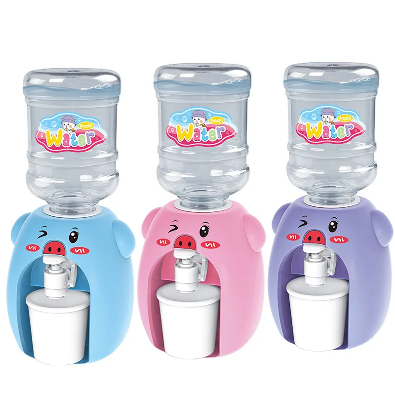 

Set toy water dispenser play house kitchen simulation fun little cute pig children mini water dispenser