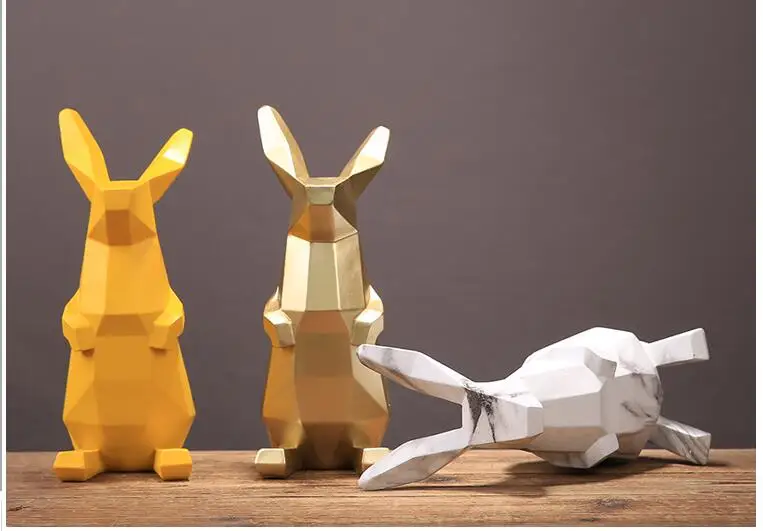 Европейские, полимерные геометрические Lucky Rabbit маленькие украшения, открывающие подарки на новоселье, домашняя мебель, гостиная/офис, Ремесла, Декор