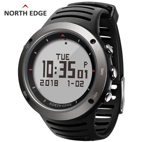 North Edge, мужские спортивные Смарт-часы, водонепроницаемые, 50 м, для плавания, цифровые наручные часы, военный альтиметр, барометр, компас, термометр - Цвет: Rubber strap(s)
