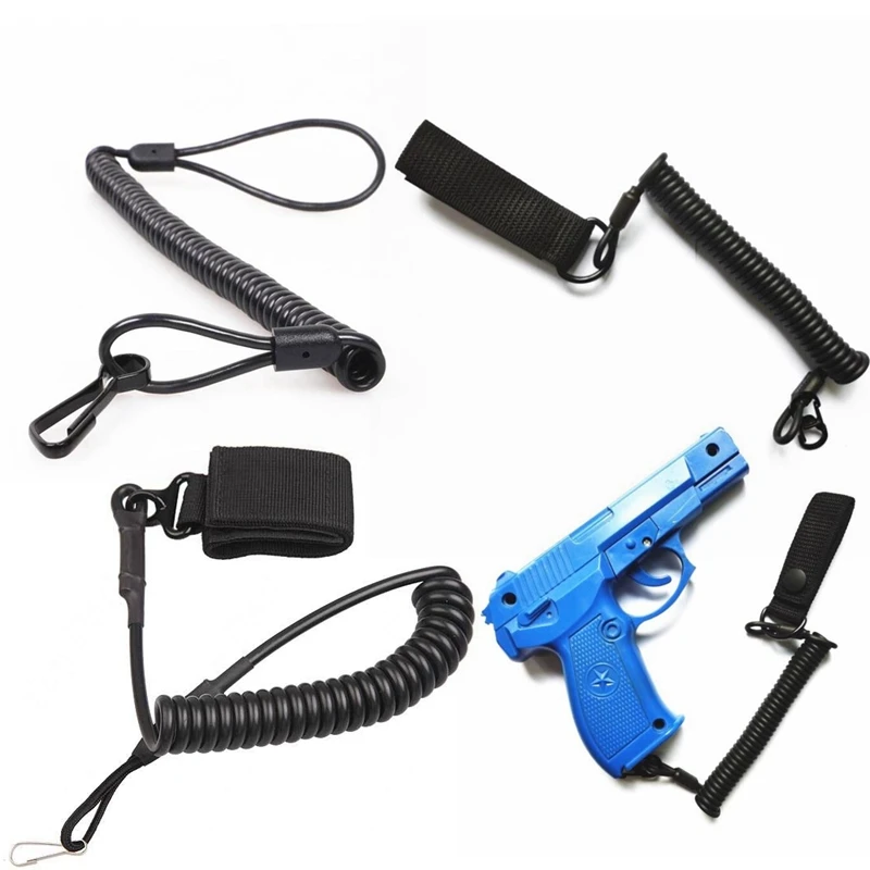 

Tactical Anti-lost Elastic Lanyard Gun Rope Military Spring Safety Belt Strap for Key Ring Chain Flashlight Hunting Accessories