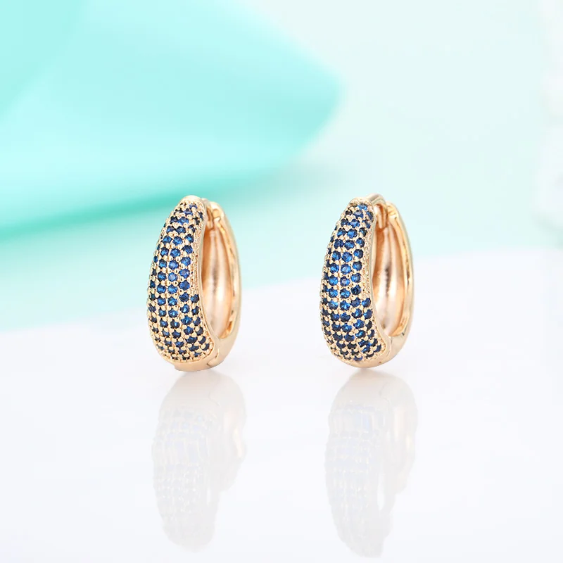 blue gold Женские круглые серьги-кольца MAIKALE, маленькие серьги золотистого/серебристого цвета с фианитом, роскошные ювелирные изделия с драгоценными камнями для подарка - Окраска металла: blue gold