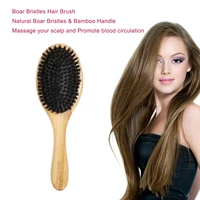 blue zoo hair brush natural bamboo handle boar bristles anti static scalp paddle hairbrush gasbag massage comb hair care tool