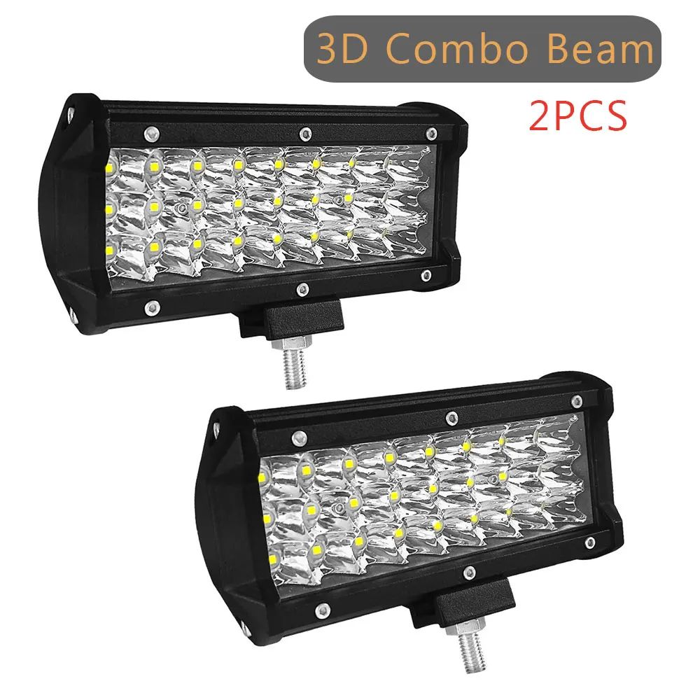 2PCS 72W Combo PANDUK 4 7 15 дюймов светодиодный светильник для автомобиля, трактора, лодки, внедорожника, 4WD 4x4, грузовика, внедорожника, ATV, вождения 12 В, 24 В, 18 Вт, 60 Вт, 72 Вт, 120 Вт - Цвет: 2PCS 72W Combo