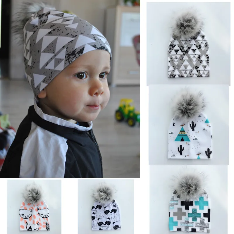 Шапочка для новорожденных девочек хлопковая вязаная шапочка с помпоном | Детская