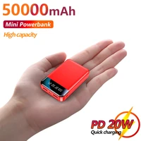portable 50000mah mini power bank charger led light fast charge external battery charger for xiaomi office travel camping