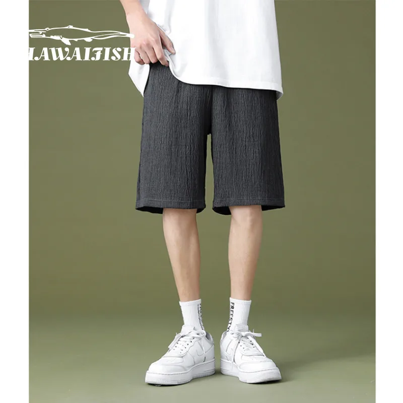 

Спортивные шорты мужские, Свободные повседневные баскетбольные штаны из вискозы, тонкие брюки с широкими штанинами, пять точек, пляжные шор...