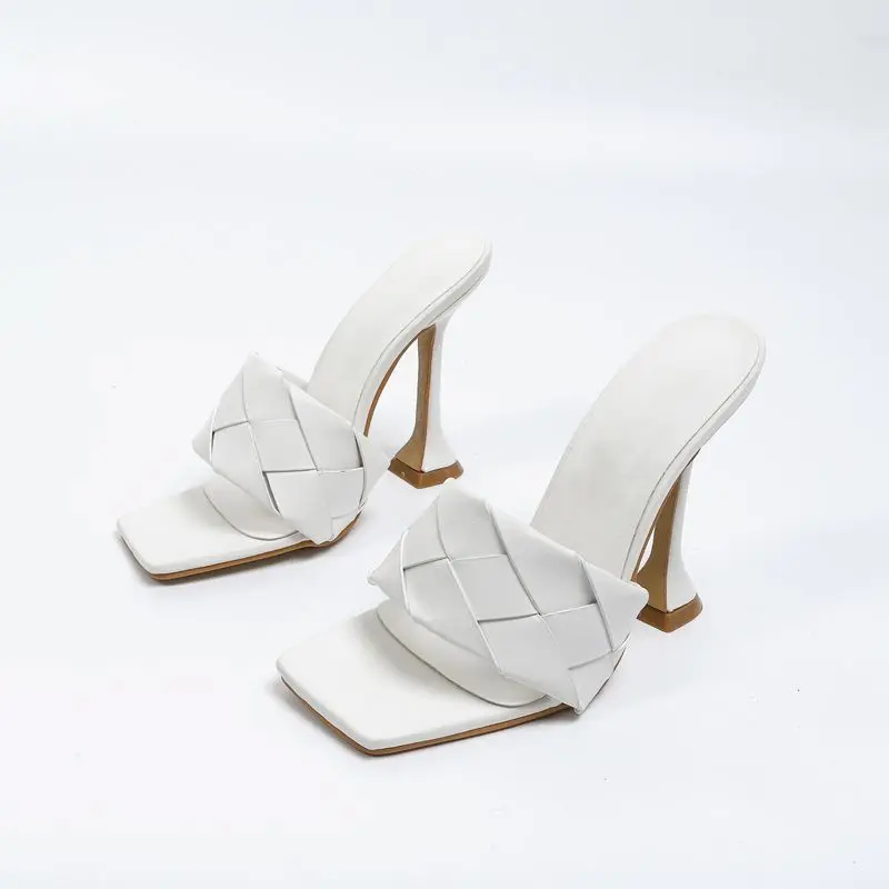 

Slipper high heels for outdoor wear sandals woven wine glass heel thick high heel shoes large size