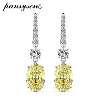 pansysen 100 solid 925 sterling silver 7ct created moissanite citrine gemstone dangle drop earrings for women wholesale gifts