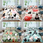 Комплект постельного белья с мультяшным принтом, с милым котом, детский пододеяльник, наволочка, Королевский размер, постельное белье, мягкие пододеяльники