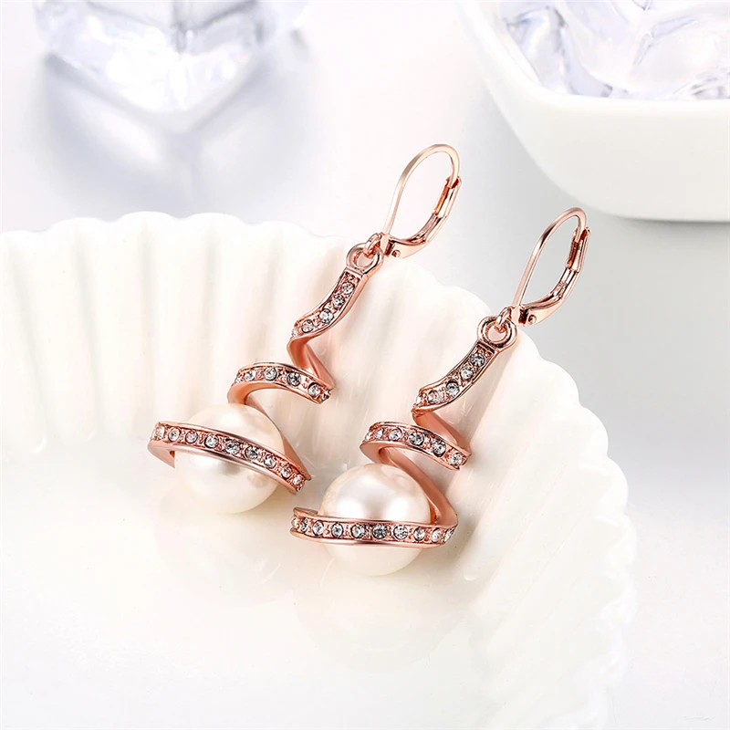 Charmhouse 18K розовые серьги золотого цвета для женщин серьга с жемчугом цирконием