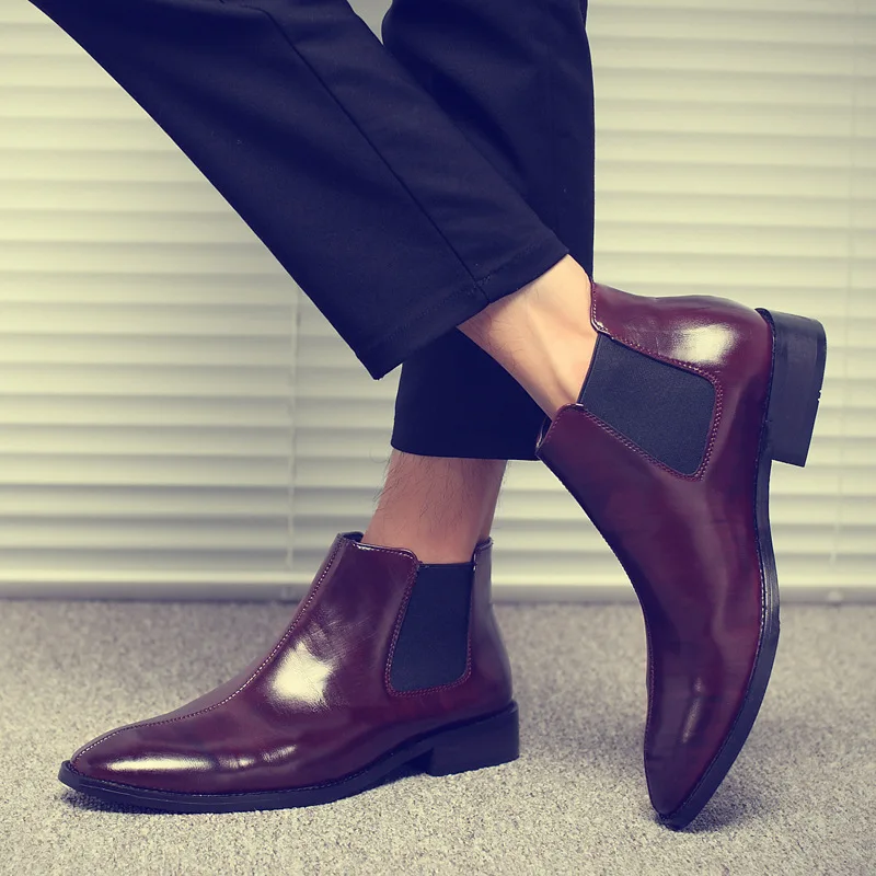 Ботинки челси мужские с острым носком винтажные мотоциклетные ботинки без