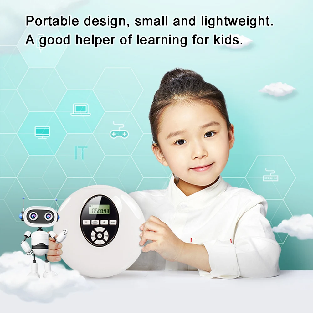 Круглый Стиль портативный CD-проигрыватель наушники HiFi музыка Проигрыватель CD