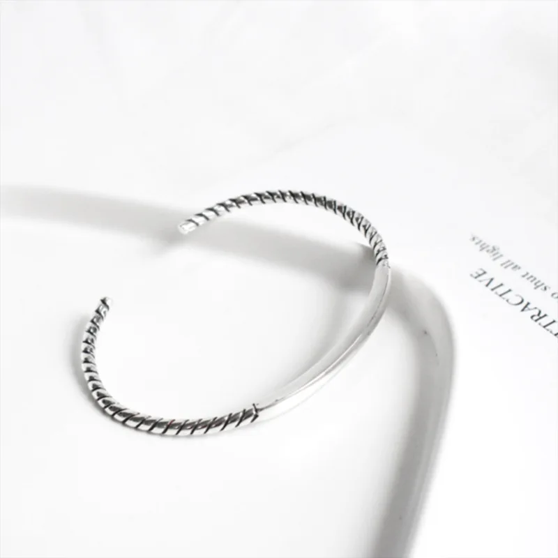 

s925 sterling silver retro distressed twist bracelet new version temperament female twisted flower bracelet bracelet