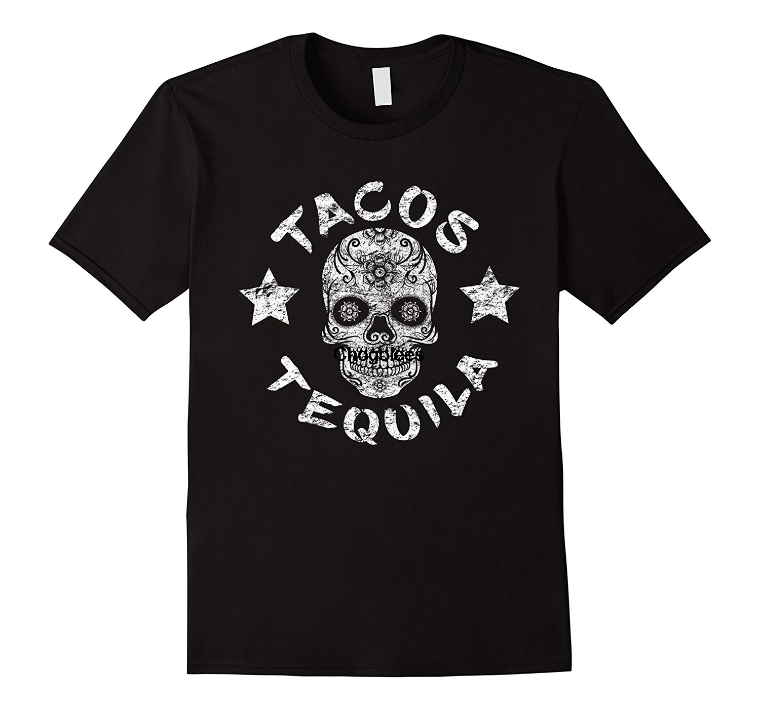 

men's personality T-shirt Day Of The Dead Tacos Tequila Halloween Sugar Skull T-Shirt