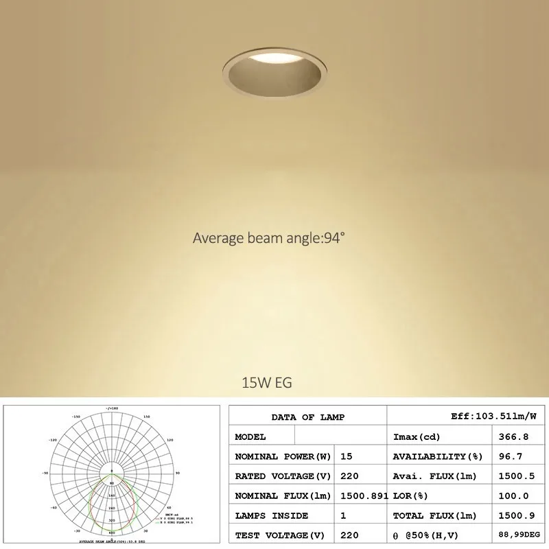 Lámpara de techo LED anticorrosión para dormitorio, foco empotrable antideslumbrante, regulable, color blanco y negro, 2021