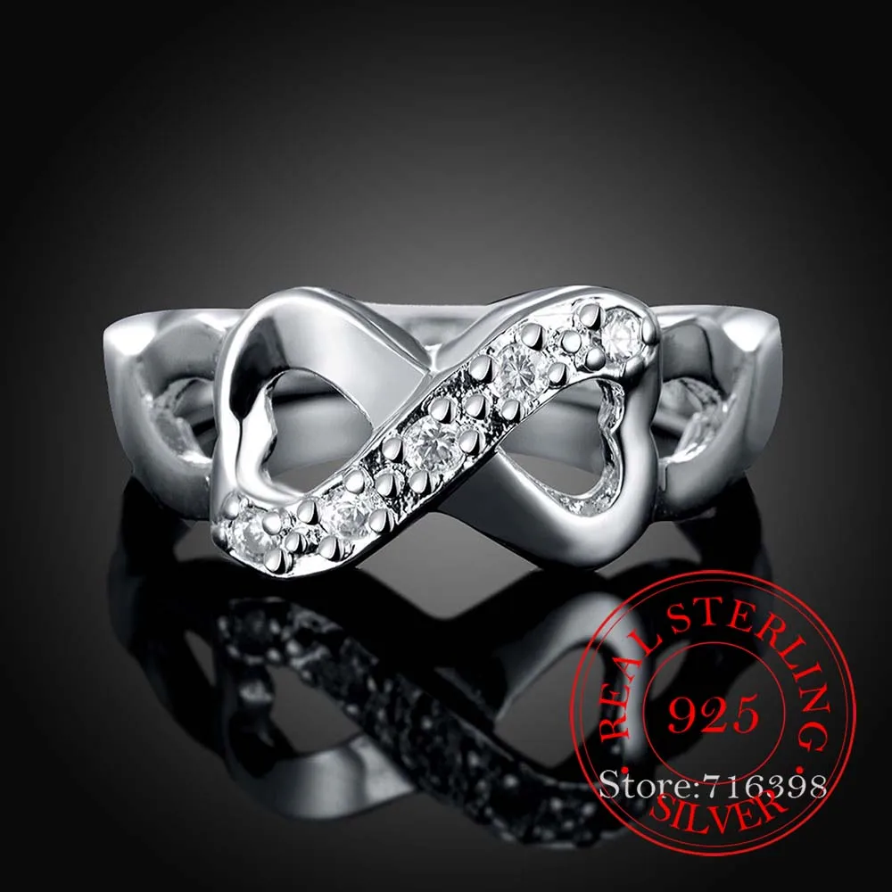 

New Design Hot Sale Crystal Rings for Women 925 Sterling Silver Infinity Ring Statement Wedding Jewelry Wholesale Fine Jewelry
