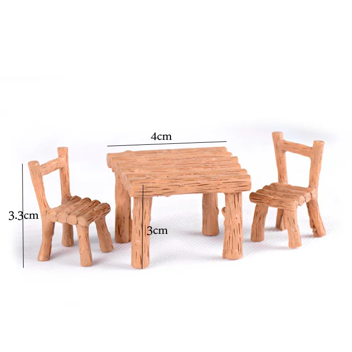 table and chairs BAIUFOR мини декор для кухонного стола и стула Сказочный Сад миниатюрные фигурки террариума декор для кукольного дома кукольный дом аксессуары - Цвет: table and chairs