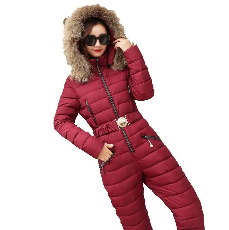 Женский Повседневный комбинезон на молнии теплый с хлопковой подкладкой