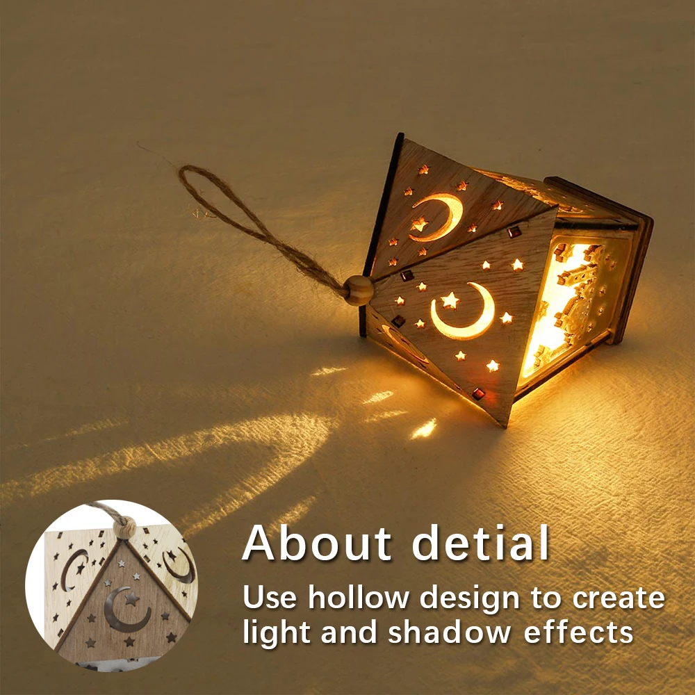 Wooden Light Moon Star Islam Eid Ramadan LED Night Warm White Muslim al-Fitr Decorative Hanging Gift | Лампы и освещение