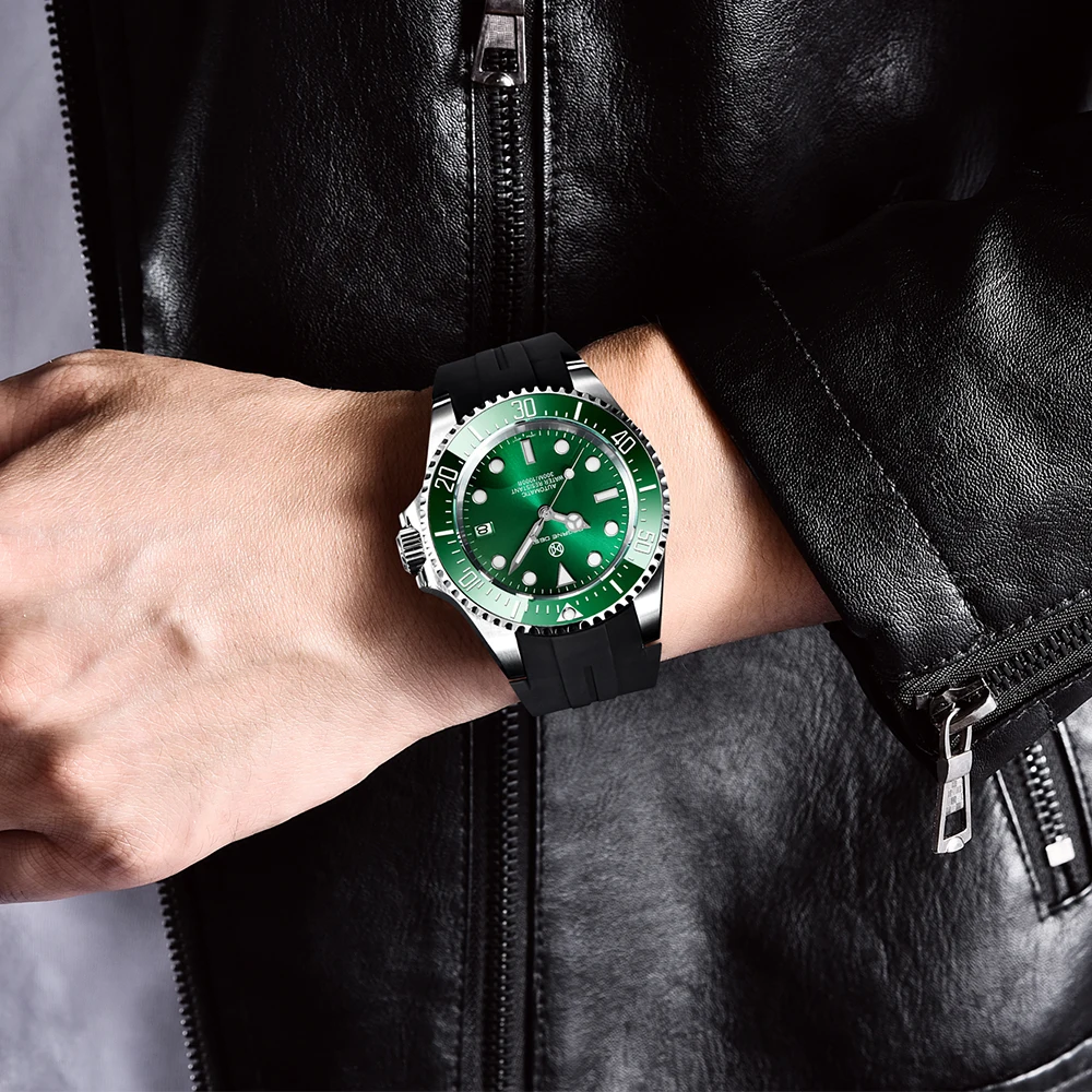 

PAGRNE DESIGN Men Mechanical Watches Brand Luxury Sapphire Automatic 300m Waterproof Stainless Steel Watch Relogio Masculino