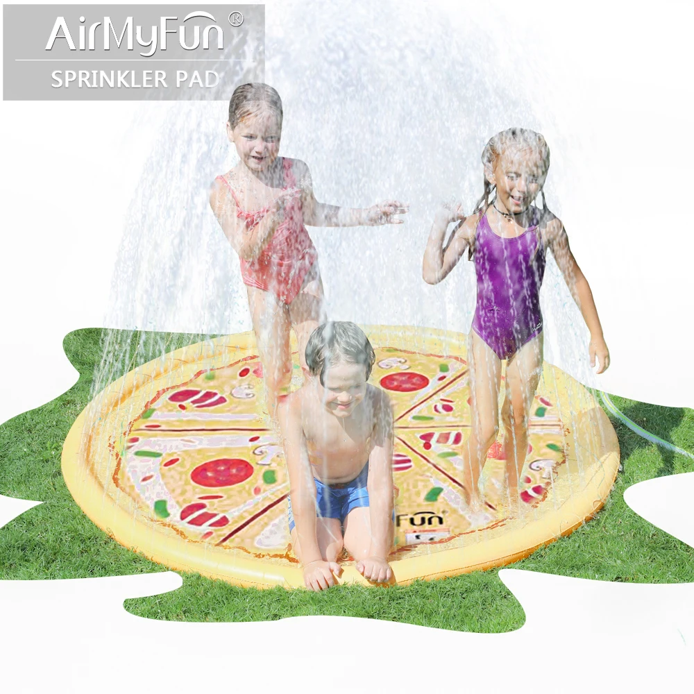 

AirMyFun Pizza Sprinkle & Splash Play Mat, Fun Outdoor Party Sprinkler Toy for Kids, Splash Pad Sprinkler for Toddlers Playing W