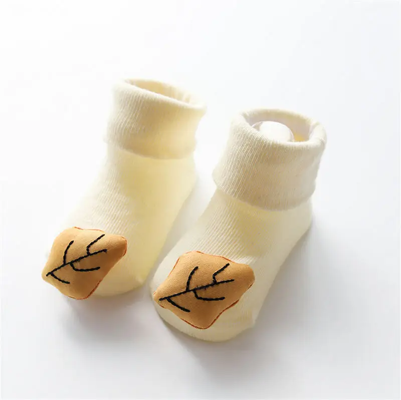 Милые носки-тапочки для малышей Нескользящие хлопковые с объемным рисунком