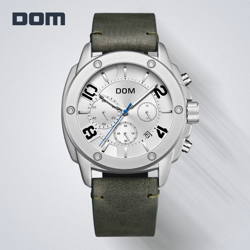 DOM спортивные Для мужчин кварцевые часы от топ бренда класса люкс хронограф