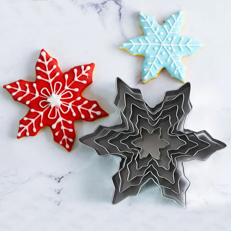 6 шт Рождество в форме снежинки для печенья Форма 3D Нержавеющая сталь