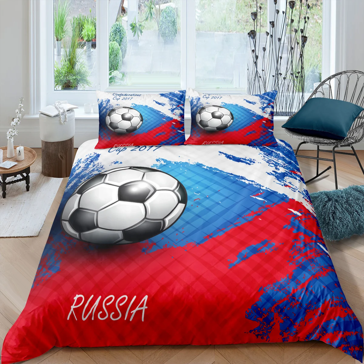 

Fanaijia Kids Bedding Set Boy's Duvet Cover with Pillowcase Cartoon Soccer Bed Set Queen King Size Children's Bed Linens