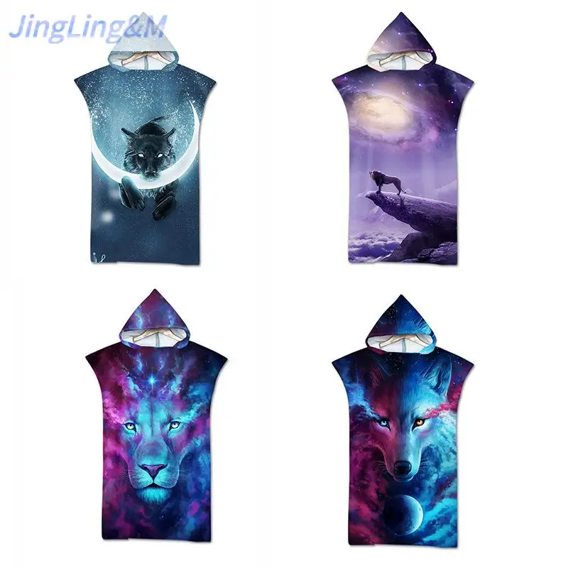 Микрофибровое пляжное полотенце с защитой от солнца и ветра, с доминирующим животным принтом JingLing&ampM, взрослое плащ-халат, подходящее для использования на.