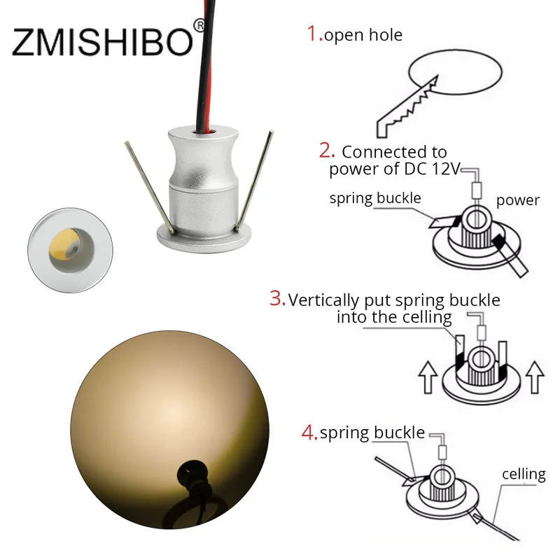 ZMISHIBO точечные светодиодсветодиодный Серебристые мини светильники для шкафа 12 В