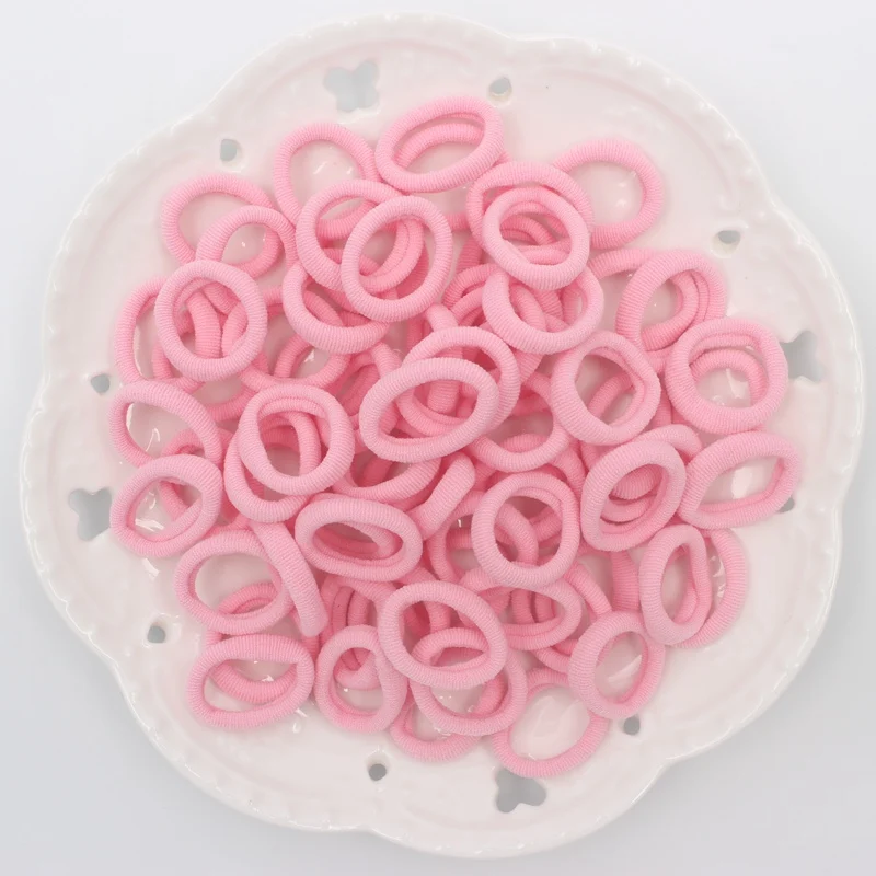 pink Новинка года; отличный подарок; Детские эластичные резинки для волос; диаметр 18 мм; аксессуары для волос для девочек; 100 шт./лот - Цвет: pink