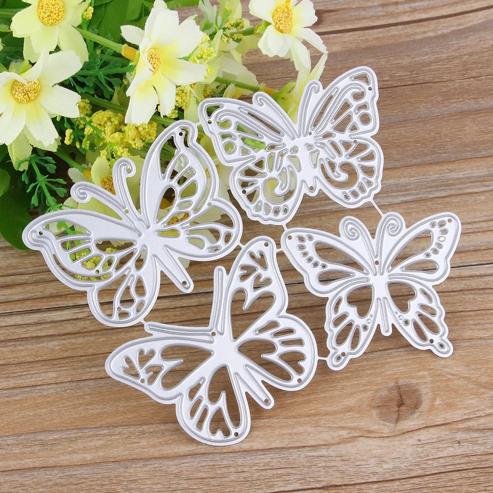 4 шт. металлические Вырубные штампы в виде бабочек для рукоделия скрапбукинга