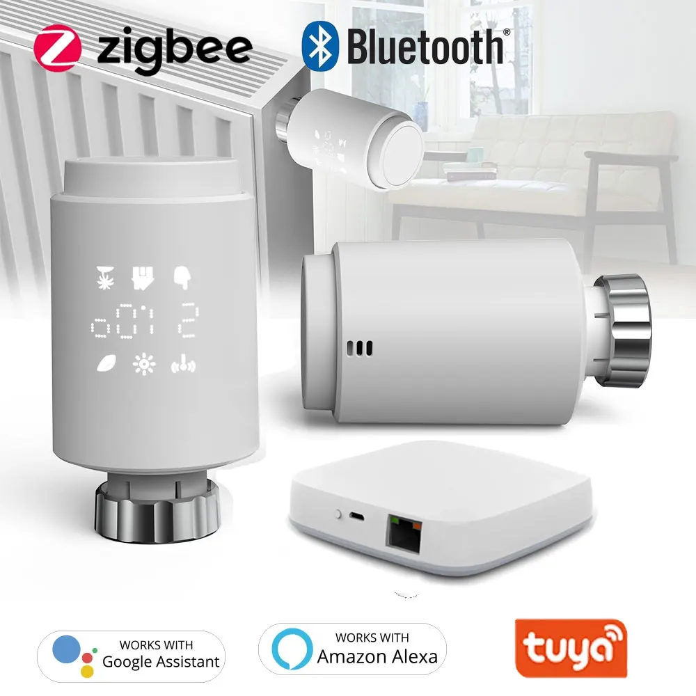 Radiador inteligente conectado termostático Tuya Zigbee, termostato programable de 220v, funciona