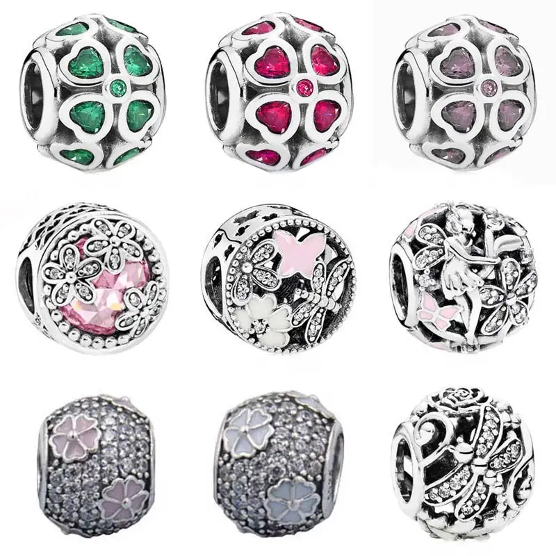 

Lucky Clover Cherry Blossom Springtime Dazzling Daisy Fairy Meadow Beads Fit Europe Bracelet 925 Sterling Silver Charm Jewelry