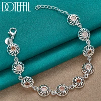 doteffil 925 sterling silver round aaa zircon chain bracelet for women wedding engagement party charm jewelry