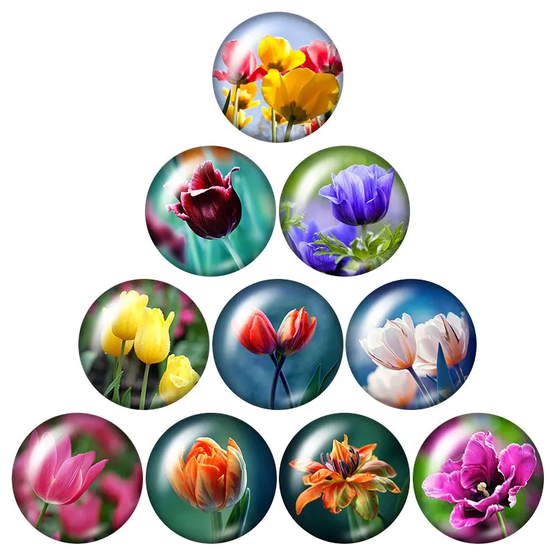 Цветы лаванда суккуленты розы 18 мм кнопки 10 шт. Смешанные Круглые Стеклянные