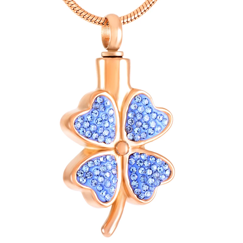 LKJ8220 розовое золото четырехлистный клевер ожерелье с урной на память из